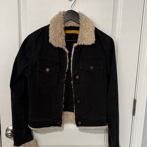 Fur trimmed denim jacket